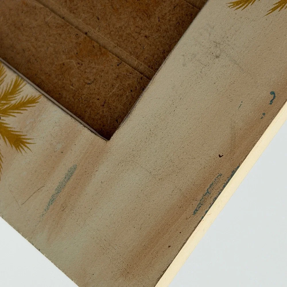 Vintage Tropical Palm Tree Wooden Square Picture Frame Beach Coastal Decor 6.5in
